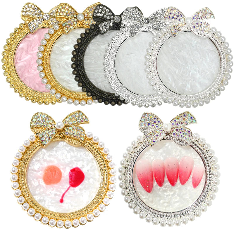 Japanese Style Solid Nail Palette New Art Large Bowknot Pearl Diamond Resin Enhancement Nail Supplies