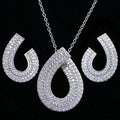 New Fashion Shiny Zircon Wedding Jewelry Set Elegant Earrings Necklace Simple V Shape Bridal Jewelry Set for Women Girls