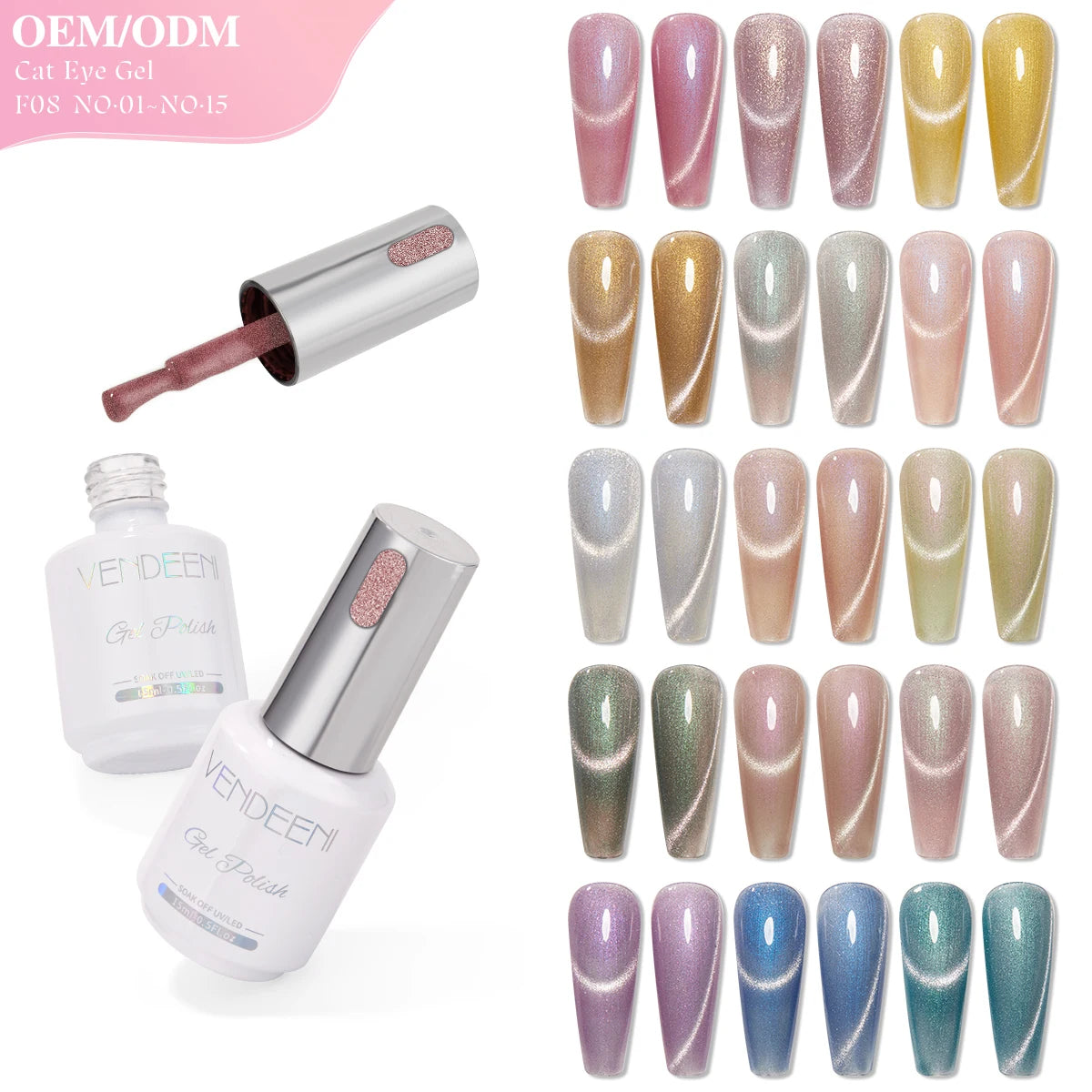 Korean Uv Nail Polish Very Good Gel Polish 15ml Professional Private Label Custom Logo Cat Eye Gel Polish Glitter