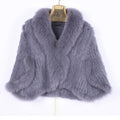 MWFur Fashion Knitted Rabbit Fur Jacket Women Coat MS.minshu Fox Fur Trimmed Rabbit Fur Cape for Winter