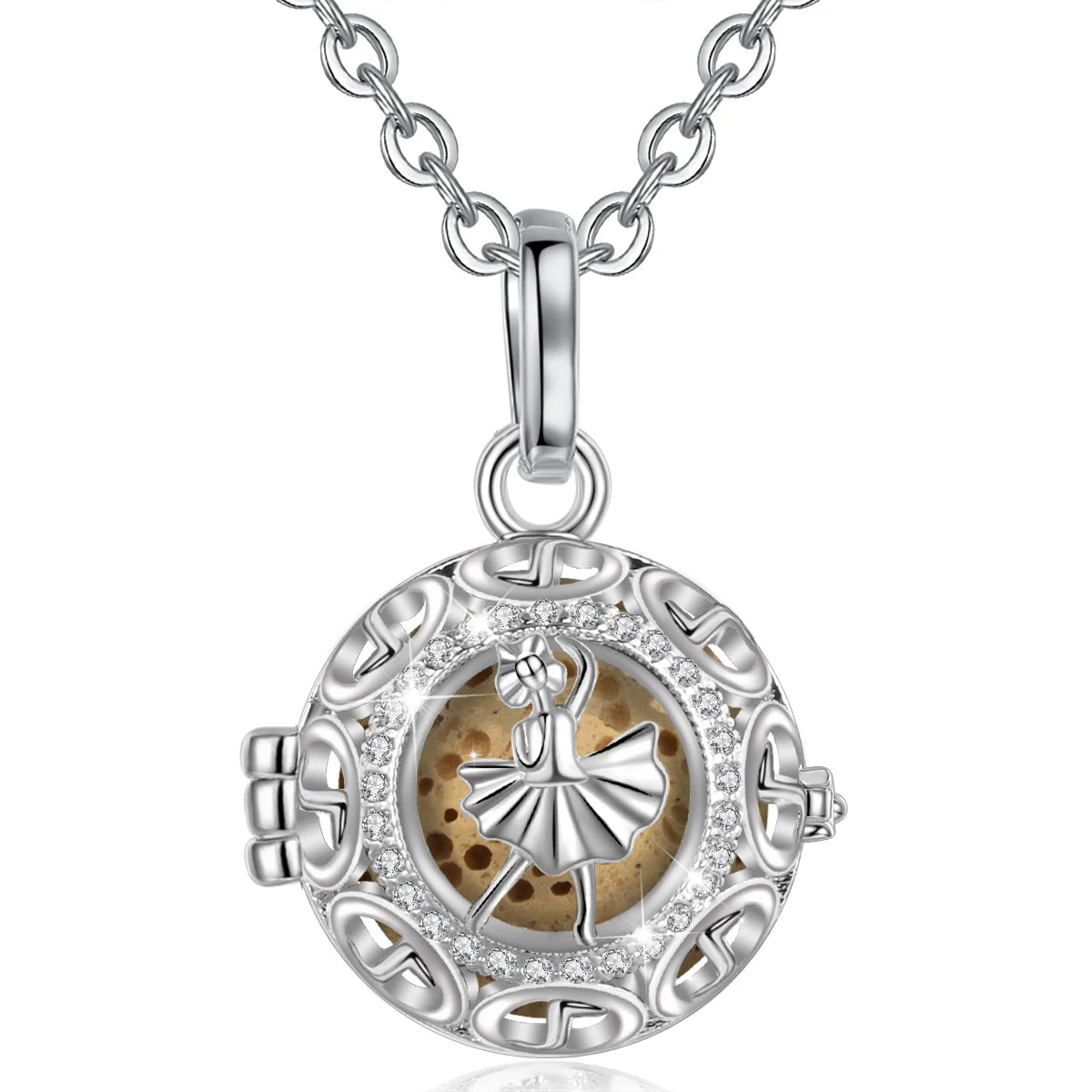 Merryshine New Aromatherapy Openable Essential Oil Diffuser Locket Pendant Silver Necklace Woman
