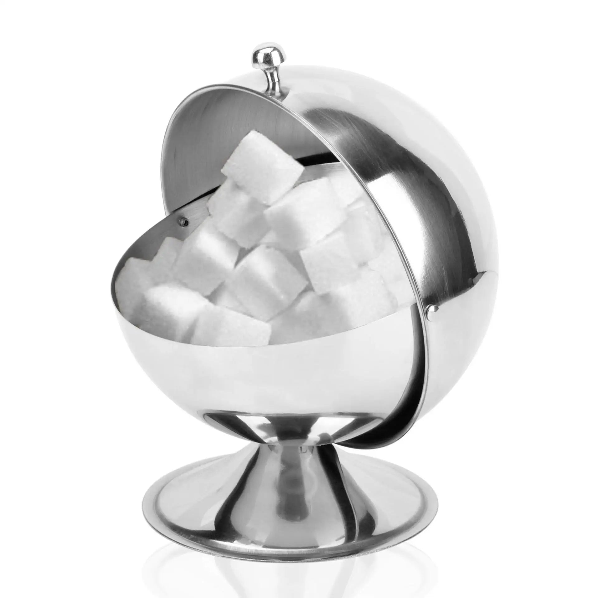 New Design 13cm Ball Shape Coffee Canister Salt Storage Pot Spice Jar Stainless Steel Sugar Pot