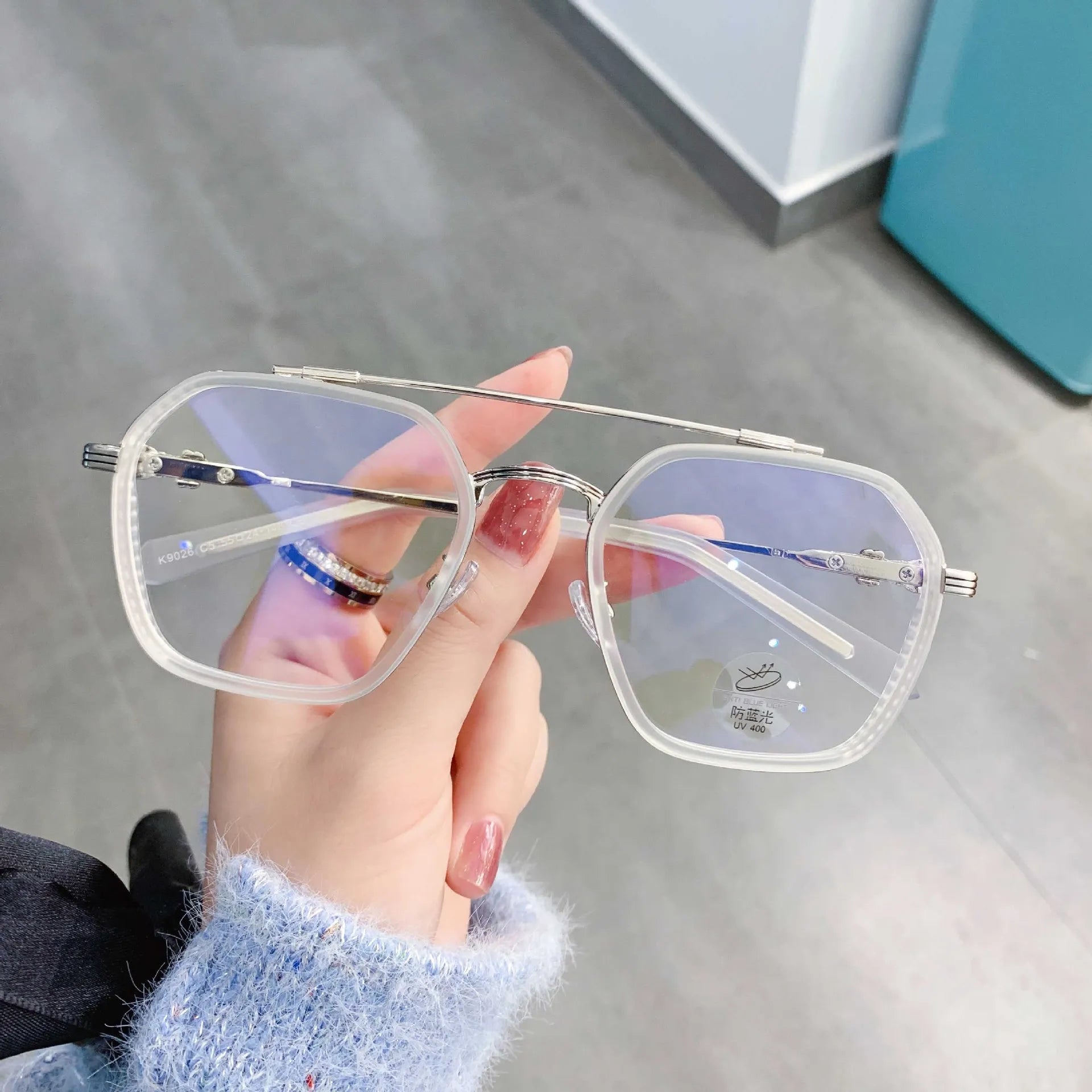 New Retro Double Beam square Flat Mirror Sportsman Trend Frame Female Myopia Glasses Frame