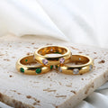 Fashion Stainless Steel 18k Gold Rings Geometric CZ Stone Jewelry Engagement Zirconia White Pink Green Zircon Rings for Women
