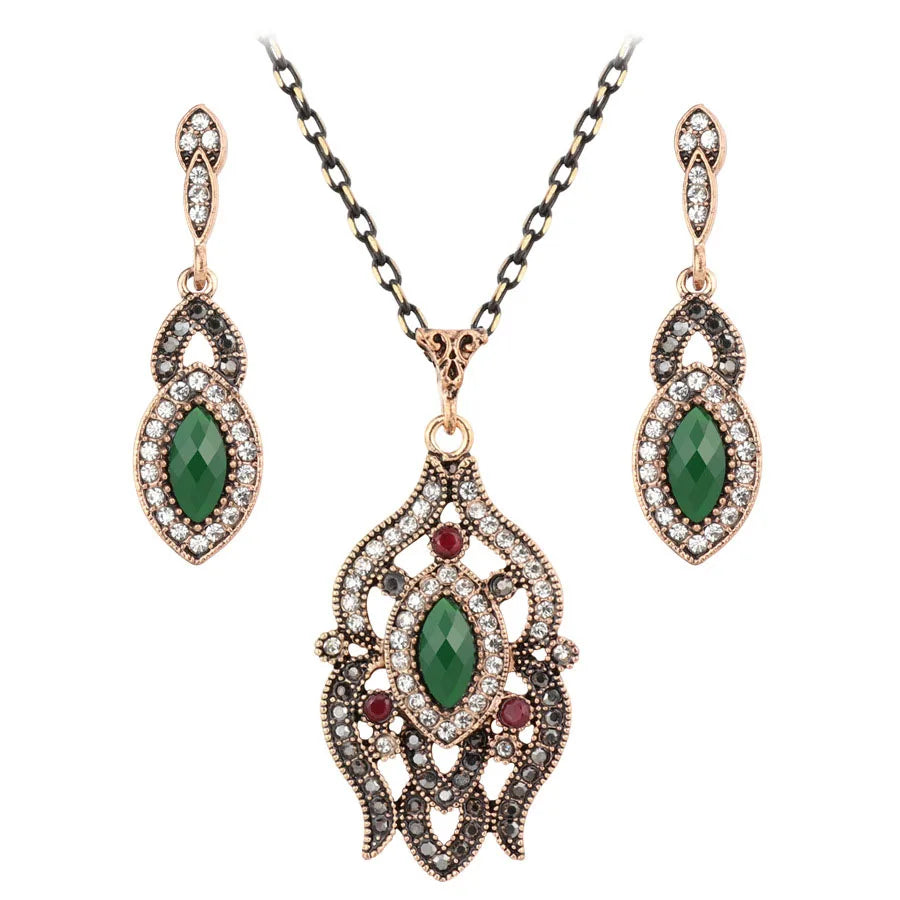 Fashionable Vintage Resin Jewelry Zirconia Jewelry Set Bridal Jewelry Set Indian