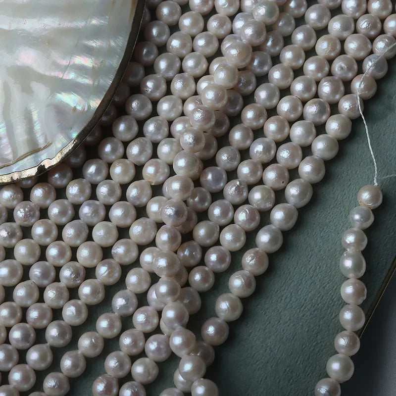 7mm AK Small round Freshwater Pearl Loose Bead Nucleated Natural Baroque Shaped for Jewelry Making