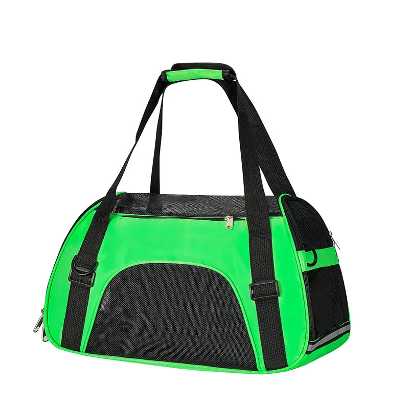 Portable Pet Carrier Bag Pink for Dogs Blue for Cats Oxford Material with Zipper Closure Solid Pattern Travel Handbag