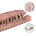 ASTM F136 Titanium Internal Thread Cubic Zirconia Moon Leaf Shape Labret Helix Ear Cartilage Piercing Flat Back Tragus Jewelry