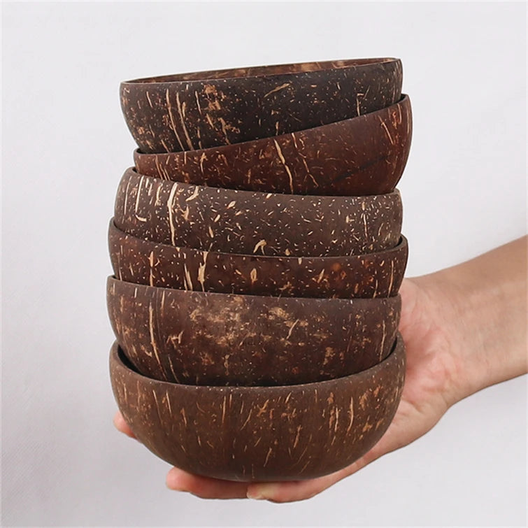 Originated Coconut Shell Bowls with Beech Wood Handle Sustainable Home Decoration for Birthday Parties or Camping MegaBDM