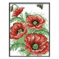 High Quality Cotton Thread Counted Embroidery Red Flower and Bee Home Room Art Decorative Painting Diy Needlework Cross Stitch