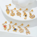 New Titanium Steel Moon & Snowflake Star Design Cartilage Earrings Women's Fashion Stud Body Piercing Jewelry