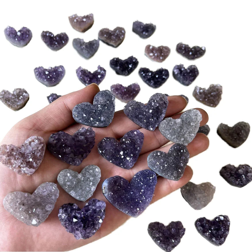 Wholesale Natural Hand-carved Mini Crystal Amethyst Cluster Heart Premium Crystal Crafts