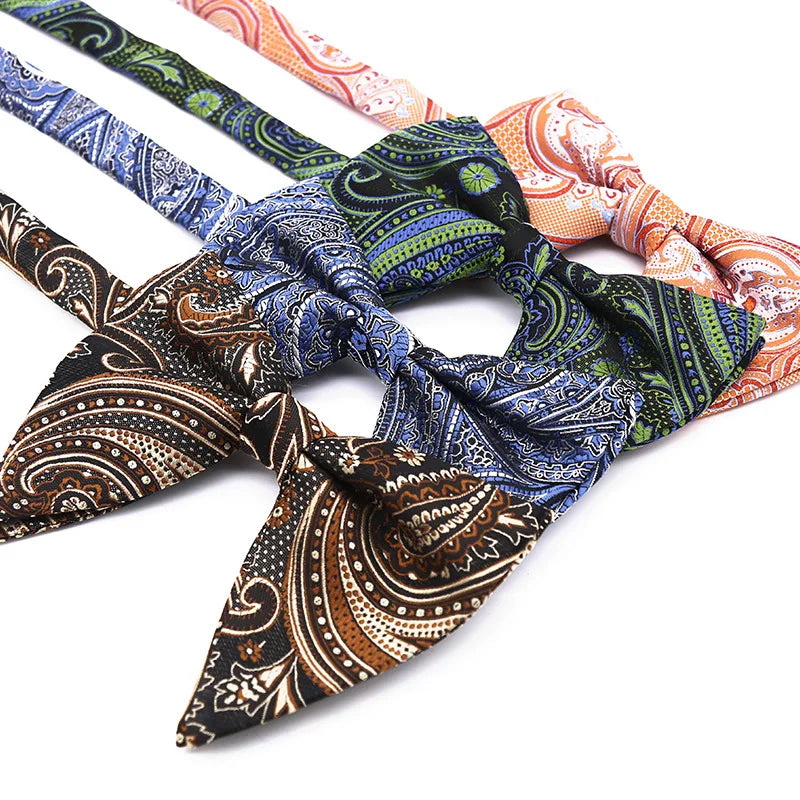 Processing Custom Men's 100% Polyester Pointed Bow Tie with 8 Colors As Photos and Giftbox Packaging