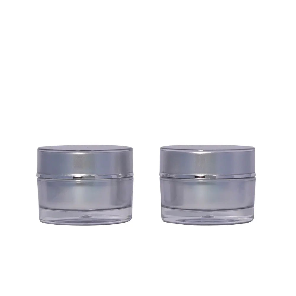In Stock Luxury 10g Round Clear Plastic Acrylic Silver Empty Packaging for Eye Cream and Face Mask Lip Balm with Lid