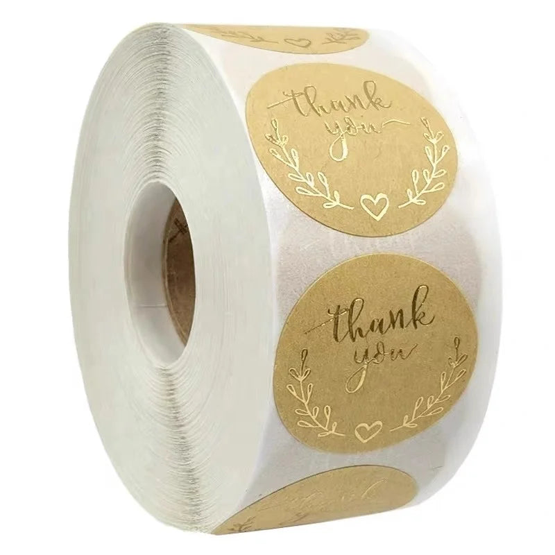 Wholesale Olive Branch Bronzing Gold Foil Thanksgiving Thank You Stickers Roll Gift Packaging Sealing Cute Envelopes Labels