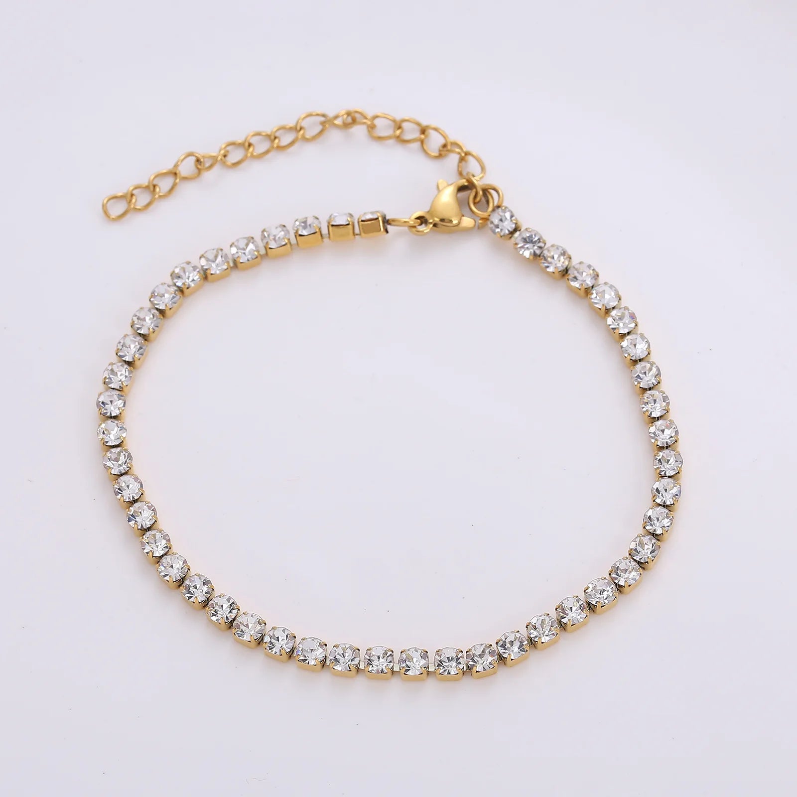 Fashion Trendy Waterproof Stainless Steel 3mm 4mm Zircon Moissanite Diamond Tennis Bracelet Jewelry