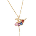 Fashion New Color Zircon Dancing Girl Angel Pendant Necklace Ballet Girl Necklace