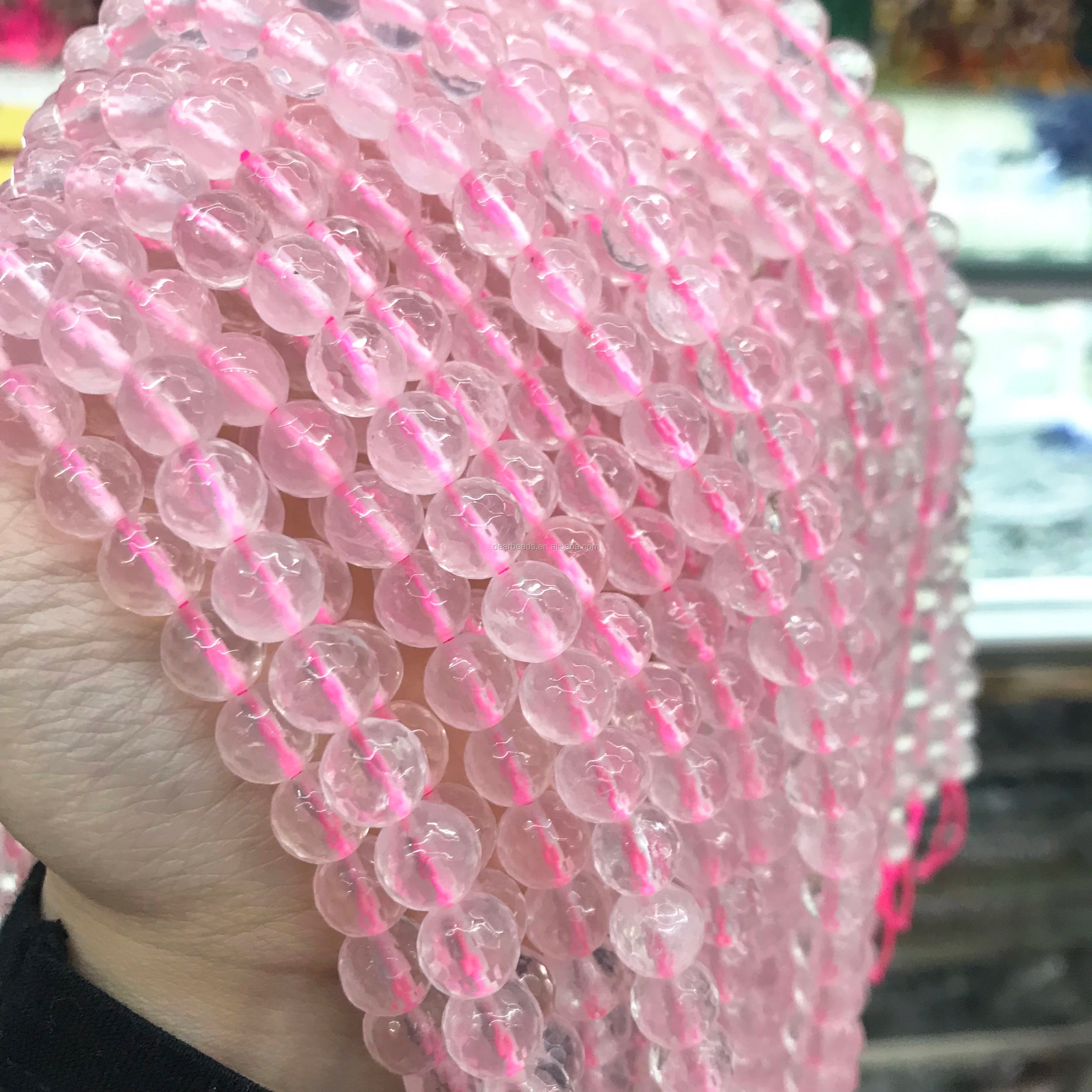 New Arrival Wholesale 128 Faceted Round Rose Quartz Beads Gemstone Genuine Madagascar Quartz for DIY Jewelry Making 6mm 8mm 10mm