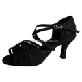 Customized Shiny Black Latin Sandals Ballroom Dance Shoes Full Rhinestone Dancing Sandals Customized Heels Women Dancing Shoes