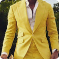 Fashion Yellow Prom Men Suits for Party Wedding Suits for  Man Blazers Groom Tuxedos Costume Homme Slim Suit 2 Pieces Coat Pants