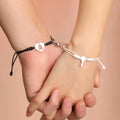 Newest Design Adjustable Braided Lover Magnetic Bracelet Set White and Black Heartbeat Key Lock Matching Magnetic Bracelet