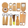 Manufacturers Personalized Custom Cheap Stainless Steel Magnetic Wooden logo Handle Beer Bottle Opener