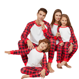 Drop Shipping Fashion Cartoon Christmas Letter Green Plaid Print Kiss Home Clothes Pajamas Set