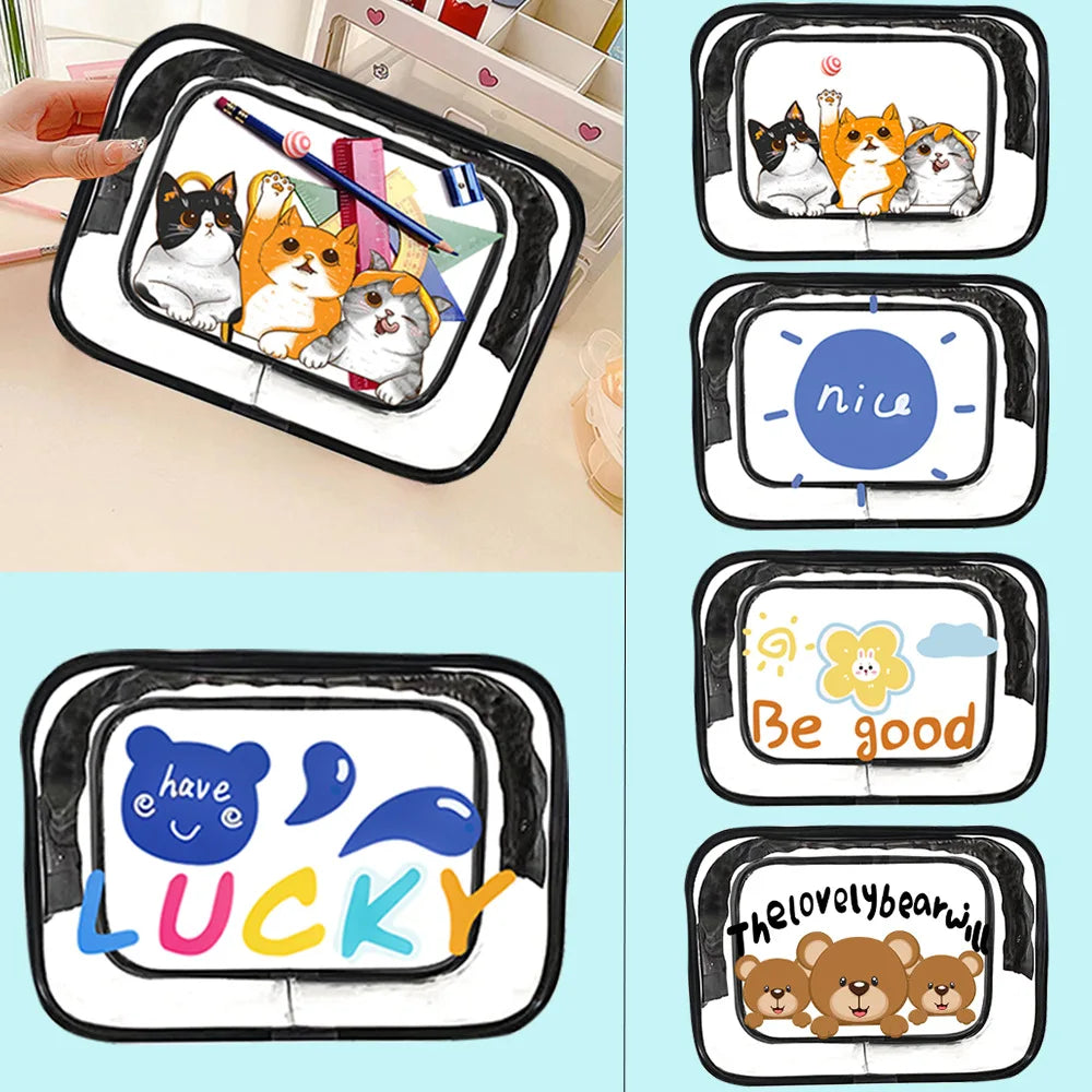 New Transparent PVC Makeup Bag Waterproof Student Gift Toy Storage Bag Zipper Closure for Children's Study Supplies Storage