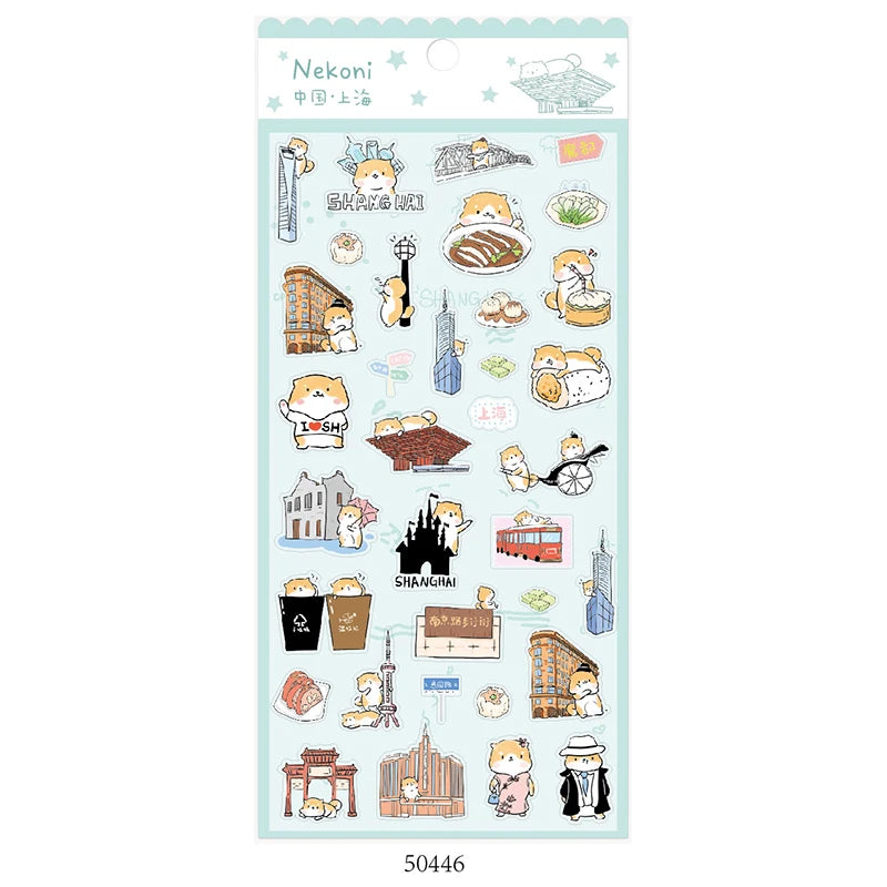 Nekoni City Culture PVC Vinyl Stickers Kawaii Sticker Custom Cartoon Decal Decorative Decals Adhesive Decals for Kids Stickers