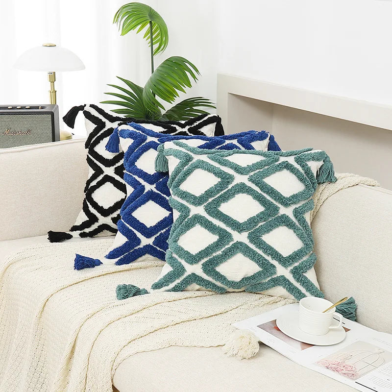 Nordic Style Modern Tufted Embroidery Pillow Cover Wholesale Home Supplies Pillowcase Waist Pillows Amazonn Cushion Case
