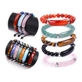 Handmade Stretch Gemstone Bangle Bracelet 8mm Natural Gemstone Bridge Shape Square Tube Beads Chakra Crystal Energy Bracelet