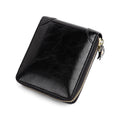 2022 Luxury Vintage Genuine Leather RFID Blocking Open Closure Short Women Card Holder Wallet Polyester Lining Thread Pattern