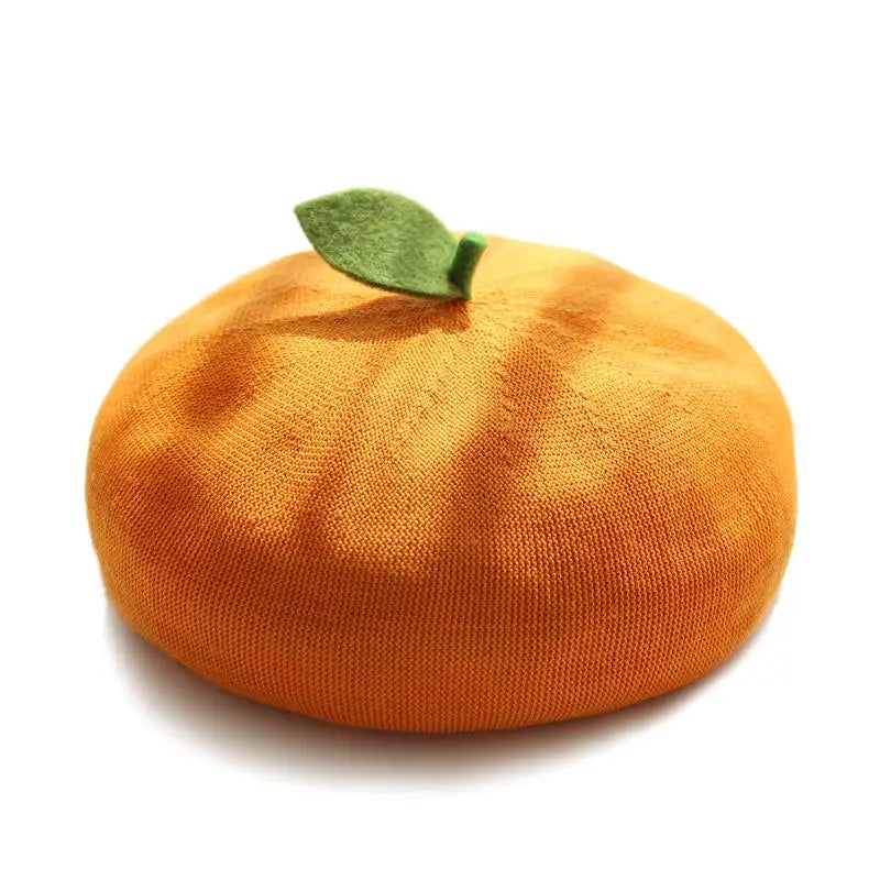Spring Summer Adult Handmade Beret Hat Cute Fruit Pink Red Orange Painter Hat Girl Breathable Beanie Beret Cap