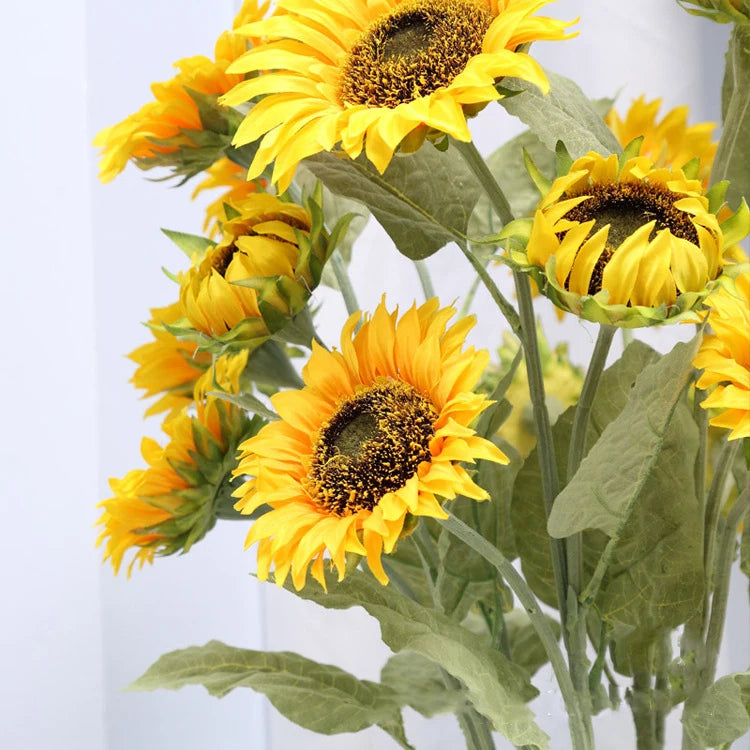 Cross Border Hot Sale Artificial 3 Sunflower Flowers for Living Room Decor Flowers