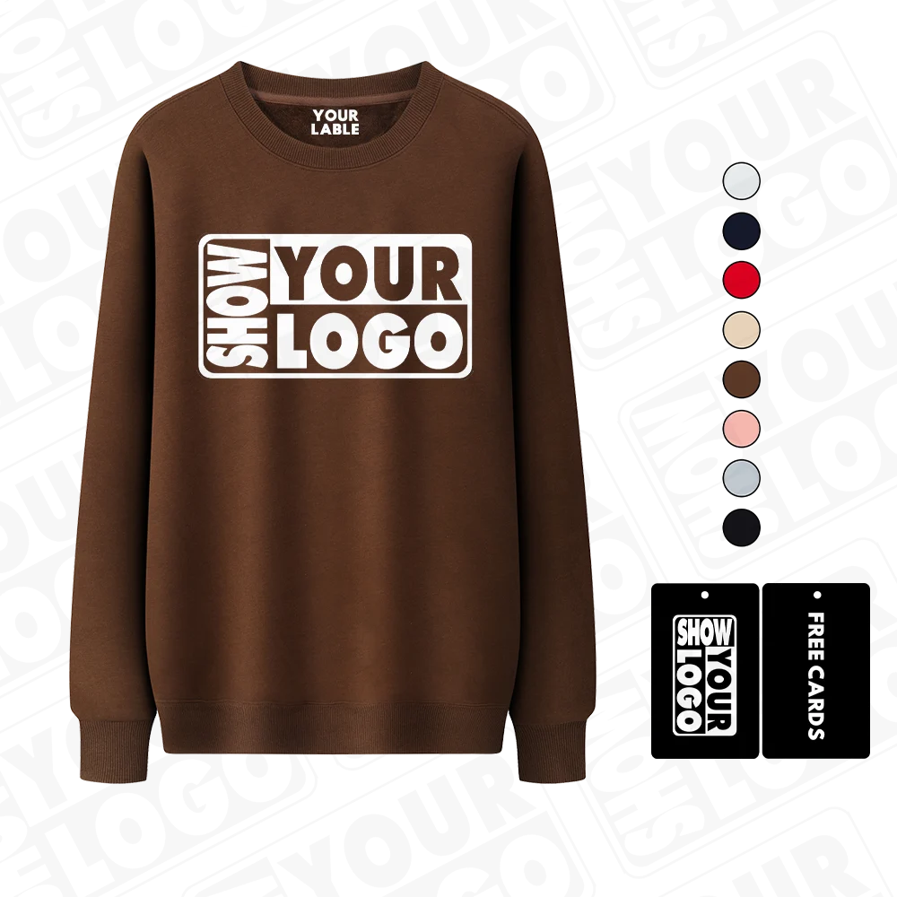 CB036-YB420A Autumn Winter Velvet-Lined Warm Top Men's and Women's Print Sweatshirt with round Neck Long Sleeves Free Labels