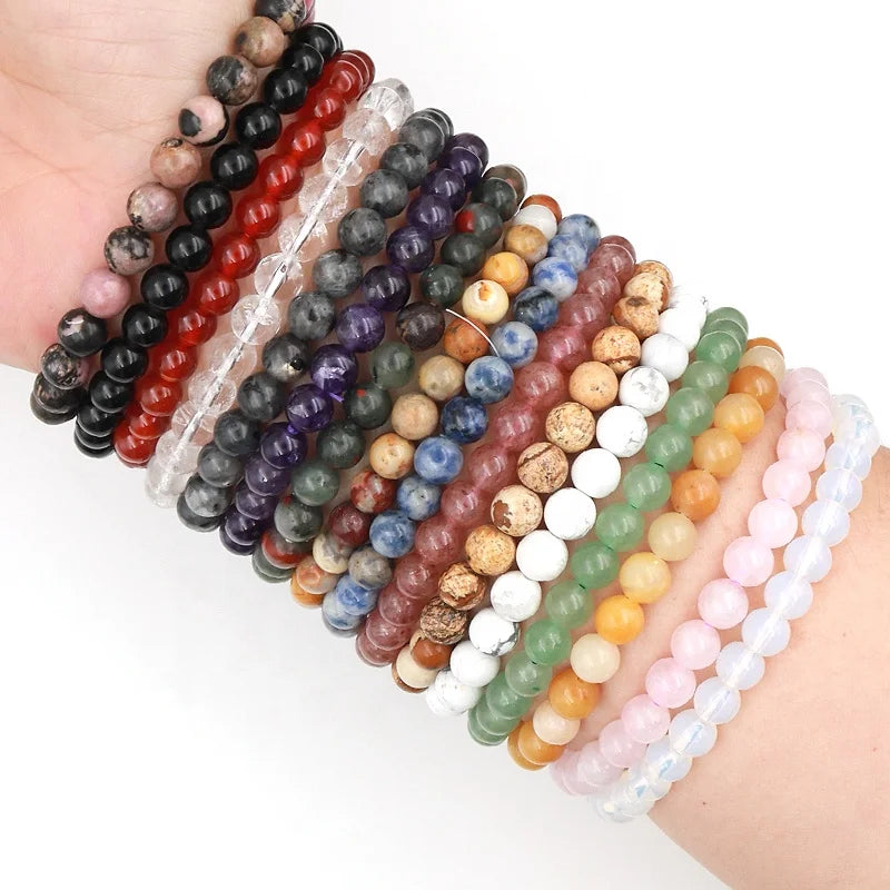 6mm Rose Quartz Amethyst Round Beads Natural Crystal Healing Reiki Energy Protection Chakra Bracelet Jewelry Wholesale Gift