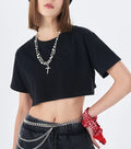 Custom Print Plain Summer Women's T-shirt Heavyweight Cropped T-shirt Cropped Oversized Tshirt Crop Tops Tshirt for Women