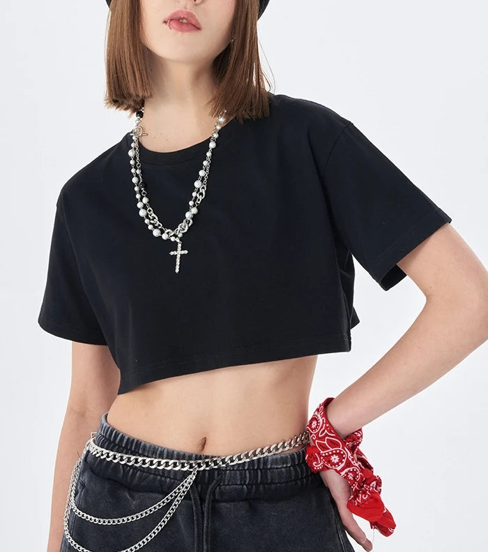 Custom Print Plain Summer Women's T-shirt Heavyweight Cropped T-shirt Cropped Oversized Tshirt Crop Tops Tshirt for Women