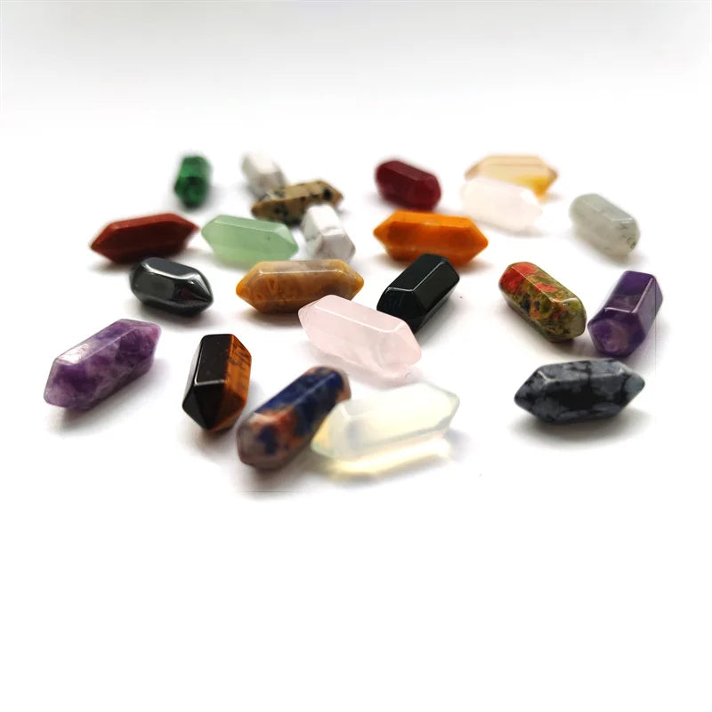 2CM Healing Stone Small Size Rose Quartz Amethyst Healing Natural Crystal Double Point Pendant