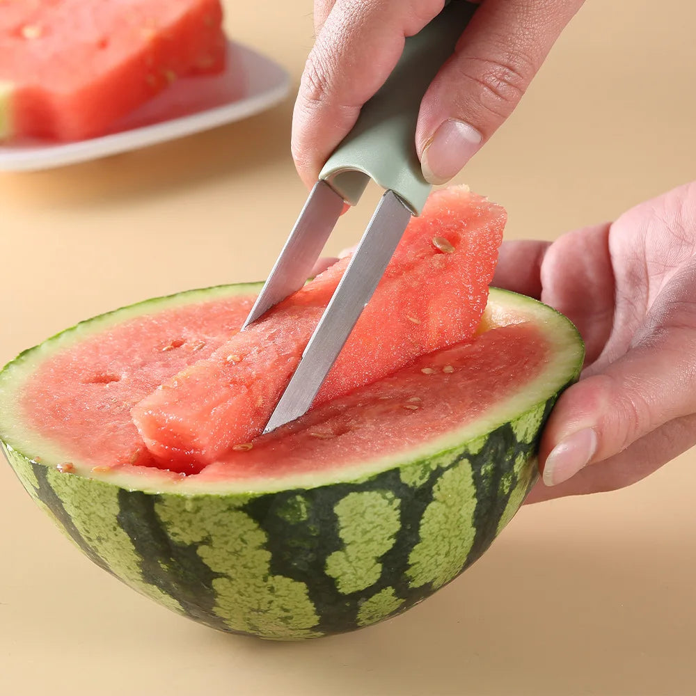 Kitchen Small Tool Watermelon Cutting Artifact Stainless Steel Three Purpose Set Multifunctional Watermelon Fruit Slicer