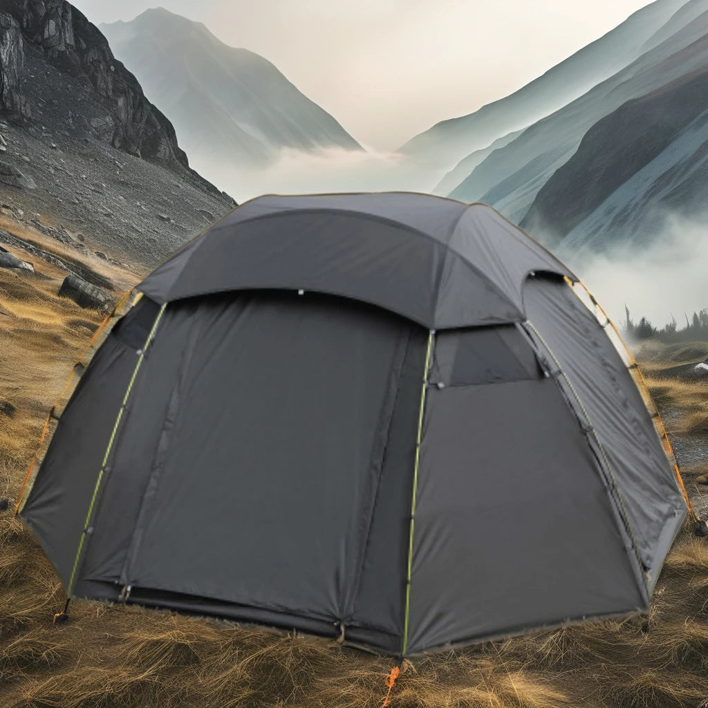 Wind Valley Outdoor Camping Dome Tent 3-4 Person Korean High Quality Automatic Aluminum Pole Double Layer PU 2000MM One Bedroom