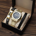 Men's Classic Quartz Watch Gift Set with Stainless Steel Bracelet-Wedding Anniversary & Party Gift