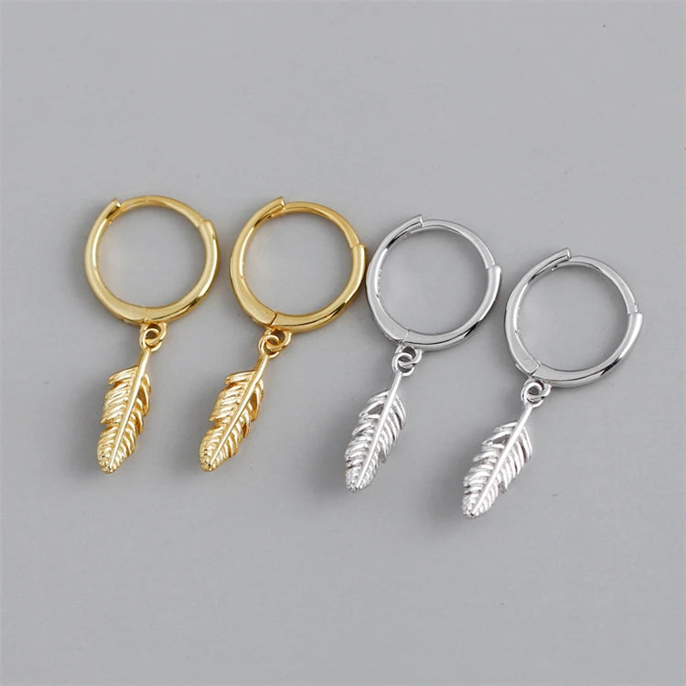 New Trendy Leaf Shape Glossy Hoop Earrings 18k Gold 925 Sterling Silver Simple Fashion Hoop Earrings for Women