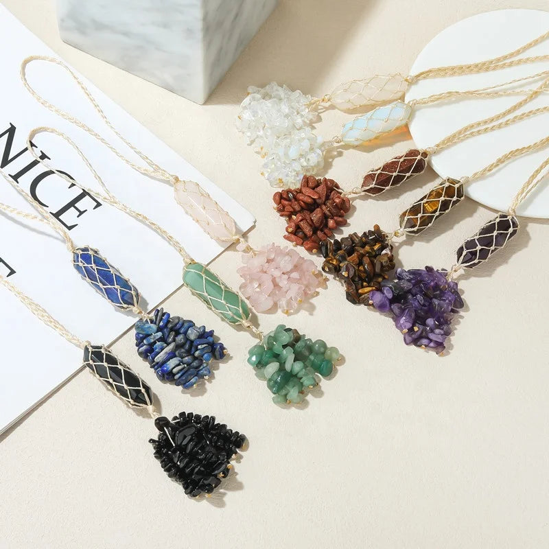 Natural Crystal Chakra Stone Ornaments Gemstones Reiki Feng Shui Ornament Window Car Hanging Ornament