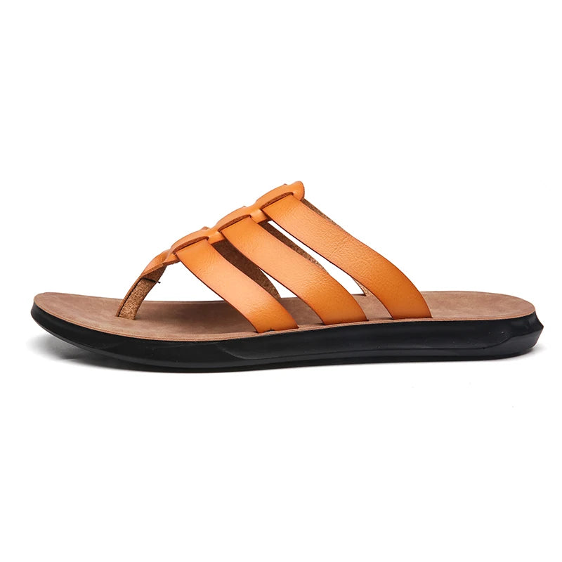 Durable Men's Microfiber Waterproof Outdoor Slip-On Platform Casual Flat Sandals Anti-slip PU Outsole Soft Trendy