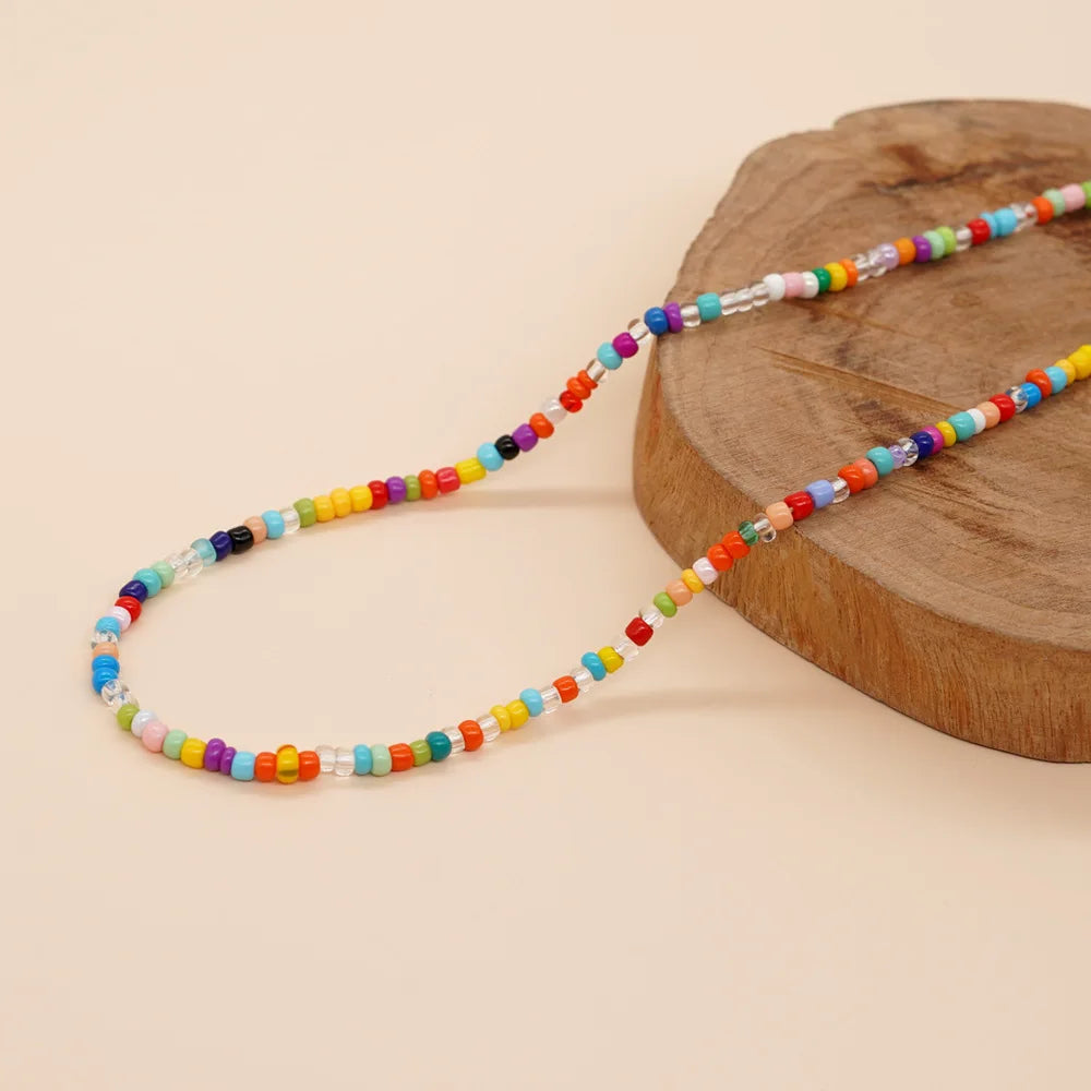 Go2boho Bohemian Dopamine Colorful Beaded Necklace Women Choker Boho Summer Beach Handmade Fashion Jewelry Miyuki Bead Necklace