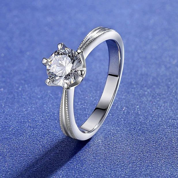 Custom Solitaire Rings Jewelry Moissanite 2ct White Gold Plated Prong Setting 925 Silver Moissanite Wedding Rings