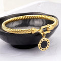 Hot Selling 18k Gold Elastic Roman Bracelet Braided Wire Rope Bracelet Horseshoe Buckle  Titanium Steel Bracelet