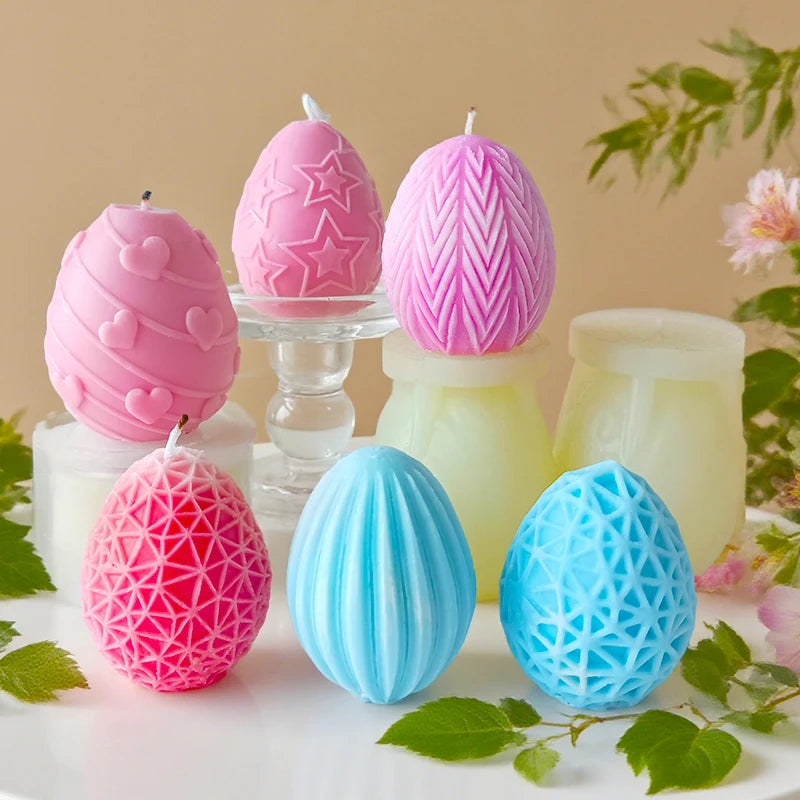 3D Easter Egg Candle Silicone Mold Vertical Wavy Egg Mousse Cake Christmas Candle Mold
