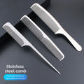 MJ Stainless Steel Cutting Metal Tail Combs Silver Fine Cutting Comb Set Hairdressing Steel Rat Tail Comb